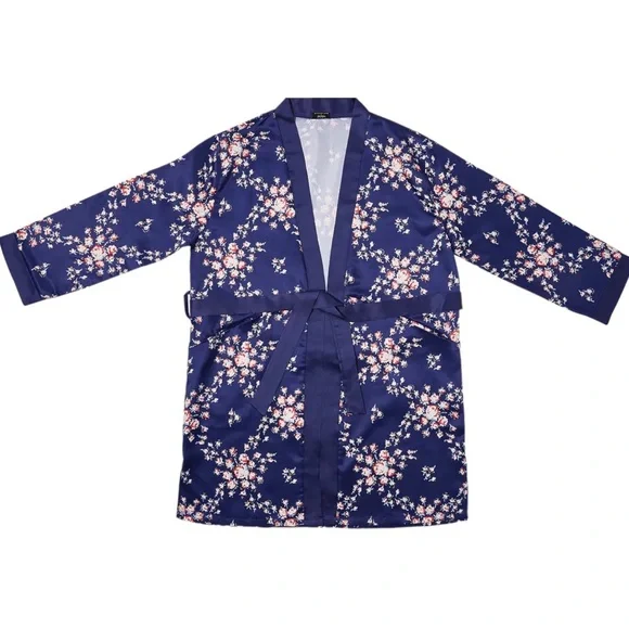 NWT Morgan Lane Allie Robe - Navy Floral (S/M) - Picture 6 of 15